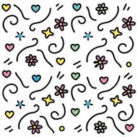 a set of colorful flowers and hearts on a white background vector
