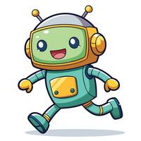 cartoon robot running illustration, vector