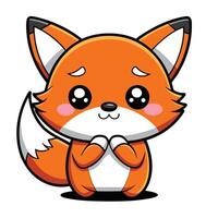 a cartoon fox with big eyes and a sad face vector