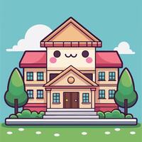 a cartoon building with a cute vector