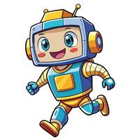cartoon robot running illustration vector