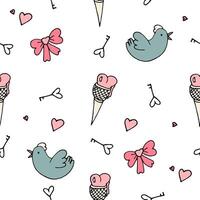 Romantic background in doodle style vector