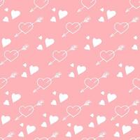 Seamless pattern with hearts on pink background. Stylish hipster texture. vector