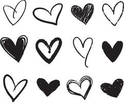 Hand drawn Grunge Hearts Sketch Doodles vector