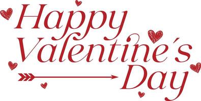 Happy Valentine's Day Text with Hearts and Arrow vector