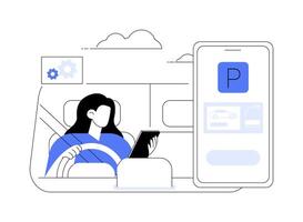 Using parking app isolated cartoon illustrations. vector