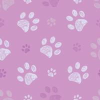 Lavender paw prints seamless fabric design pattern vector