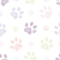Soft vintage paw prints seamless fabric design pattern vector