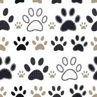 Shining paw prints seamless fabric design pattern vector