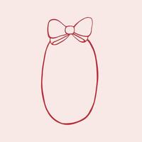 A round wreath with a hand-drawn ribbon and bow frames border the center of this card vector