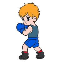 Determined Boy Training in Boxing vector