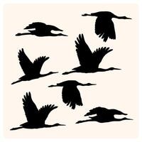 Silhouette flock of birds isolated on cream background vector