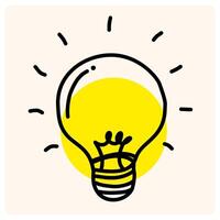 Light bulb idea rays shine Doodle with background cream vector