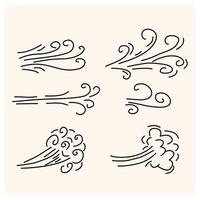 Doodle wind moving line. Breath of the typhoon with doodle style vector