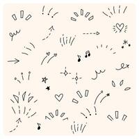 Monochrome hand drawn emotional expression decorative illustration set vector