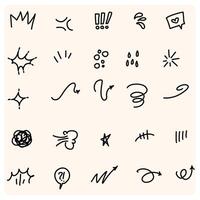 Line hand drawn doodle expression elements vector