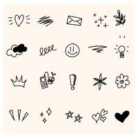 Sketch underline, emphasis, arrow shape set with doodle style vector