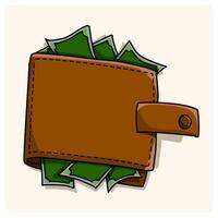 Illustration of wallet finances with most of the money coming out vector