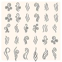 Steam and smoke lines set with doodle style vector