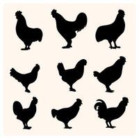 Set of hen silhouette, chicken silhouettes vector