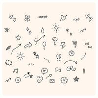 Hand drawn simple elements set. with background cream vector
