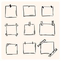 Hand drawn memo paper sheets vector