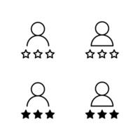 Person rating, review user icon set. Avatar profile with three star sign symbol vector