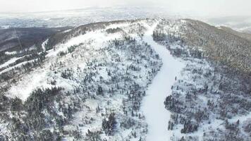 Bird view to the ski slopes of the Gorny vozduh resort video
