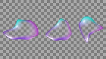 Transparent liquid forms water drops isolated set. Reflecting light in various shades. Realistic volumetric drops. Banner and flyer design. illustration. vector