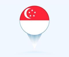 Map pointer with flag of Singapore. vector