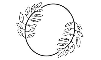 botany leaf plant nature frame border design summer spring autumn time season wedding romantic mockup empty blank copy space blossom flower decoration black color element circle round retro style art vector