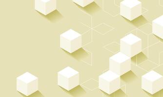 Modern digital geometric cube abstract background. Stylish realistic poster with white 3d cube background on cream background. vector