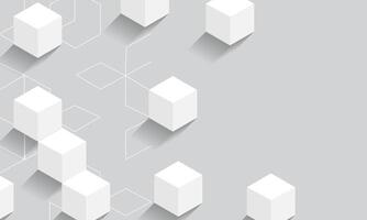 Modern digital geometric cube abstract background. Stylish realistic poster with white 3d cube background on grey background. vector