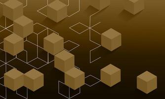 Modern digital geometric cube abstract background. Stylish realistic poster with brown 3d cube background on brown background. vector