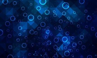 Hexagon abstract geometric smooth blue background with magical bubbles. soft bubbles circles. vector