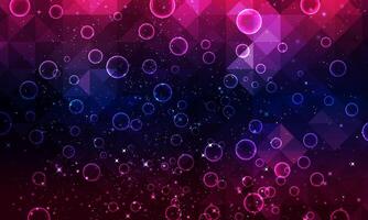 Hexagon abstract geometric colorful background with magical bubbles. soft circles blue and red background. vector