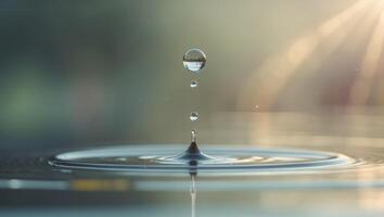 A drop of water falling into a pool of waterA drop of water falling into a pool of water. photo