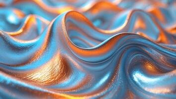Abstract fluid waves with dynamic colors and metallic texture photo