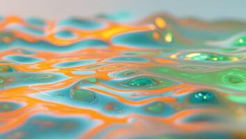 Abstract image of water surface with orange and green reflections photo