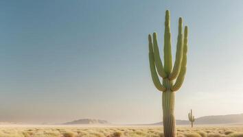 big cactus in the dessert background with copy space.big cactus in the dessert background with copy space. photo