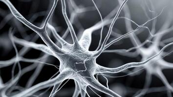 Intricate Network of Neuron Cells Microscopic View of Neural Connections and Synaptic Transmission photo