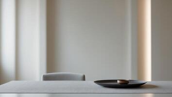 Modern Tabletop with Blurred Background in a Stylish Interior Setting. photo