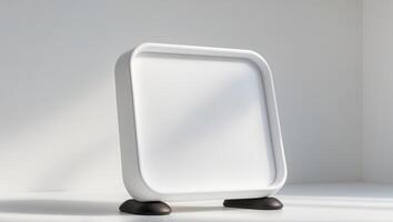 White Square Display Stand with Rounded Edges and Rubber Feet. photo