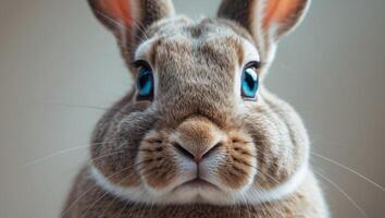 A close up of a rabbit's face with blue eyesA close up of a rabbit's face with blue eyes. photo