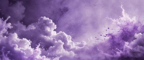 abstract purple watercolor background with splashes and clouds photo
