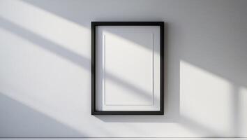 negro marco modelo en pared para Bosquejo o obra de arte presentación foto
