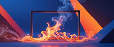 Fire Frame Smoke Glow Neon Abstract Graphic BackgroundFire Frame Smoke Glow Neon Abstract Graphic Background. photo