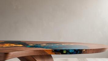 A table with a colorful design on it photo