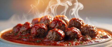 Meatballs with sauce on a plate photo