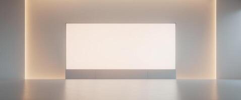 Modern Conference Stage with Dynamic Lighting and Blank Display Screen for Business Presentations photo